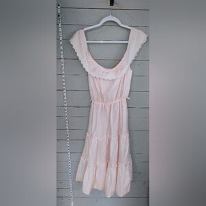 Pink Ruffled Tiered Sundress Scoop Neck
